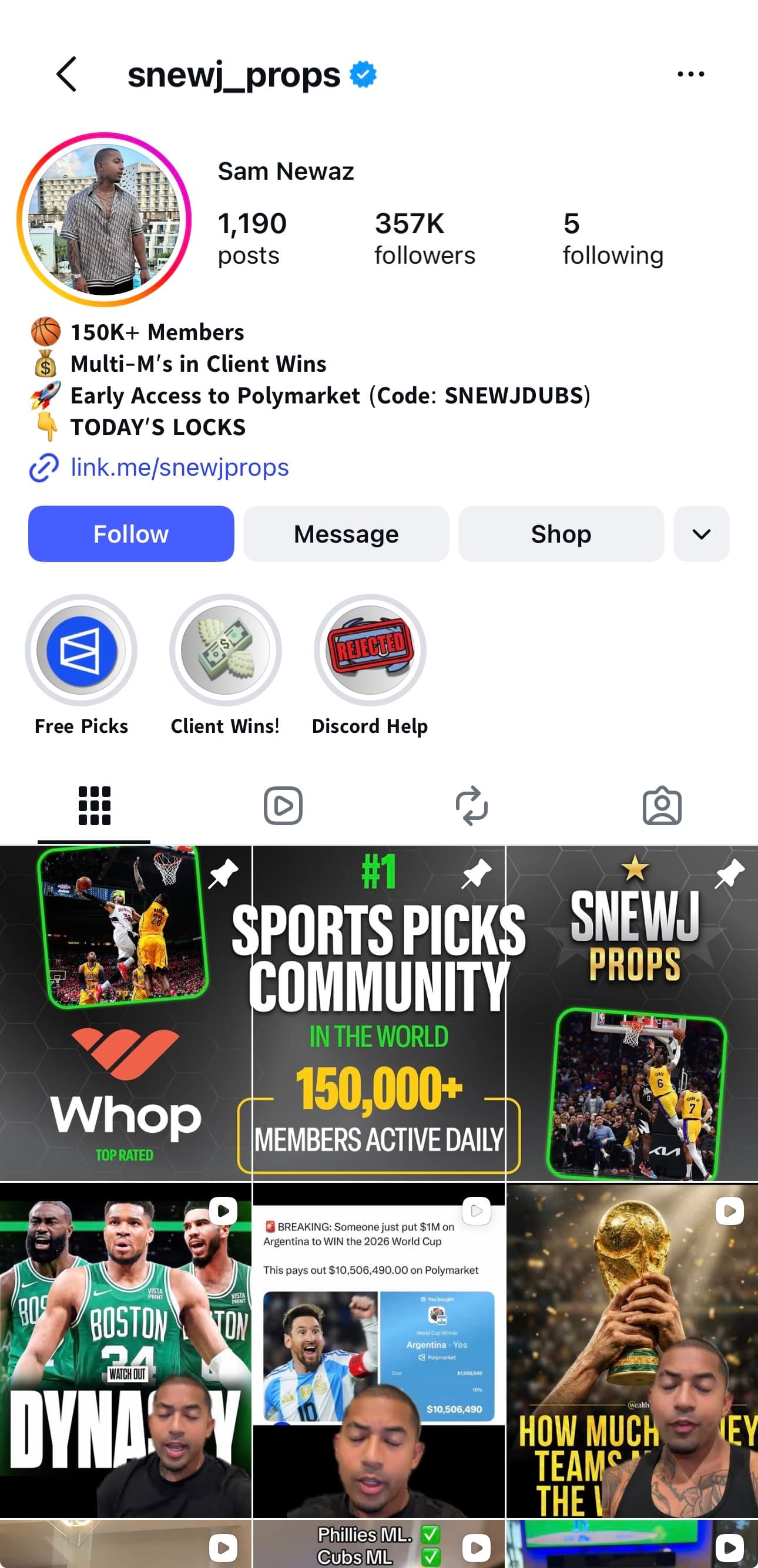 snewj_props Instagram profile